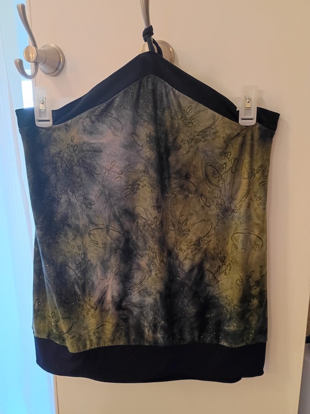 Vintage Vanity Olive Green and Black Sparkle Halter Top 1xl